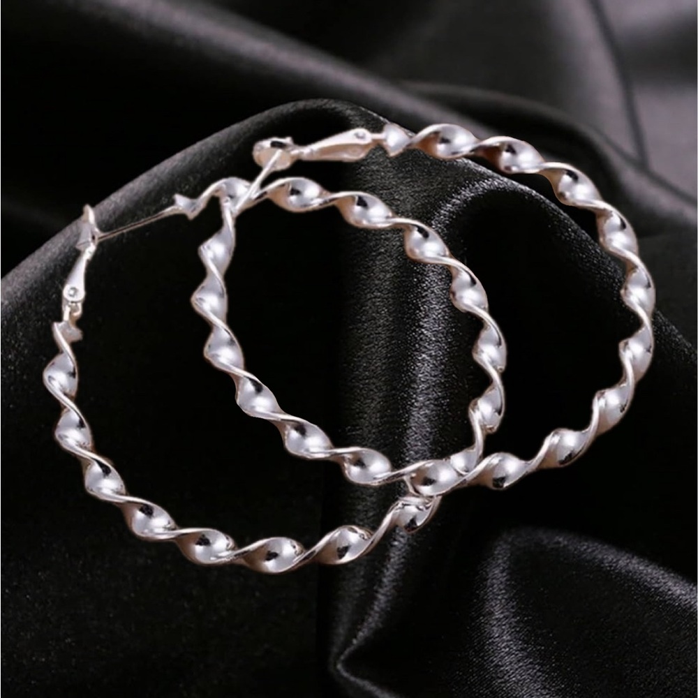 New Large Sterling Silver Hoop Earrings